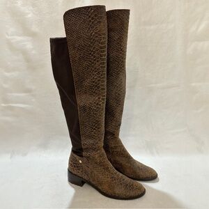 Michael Kors Knee High Zip Snakeskin Stretch Leather Boots